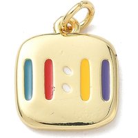 Brass Enamel 11:11 Square Charms with Jump Rings, 18K Gold Plated