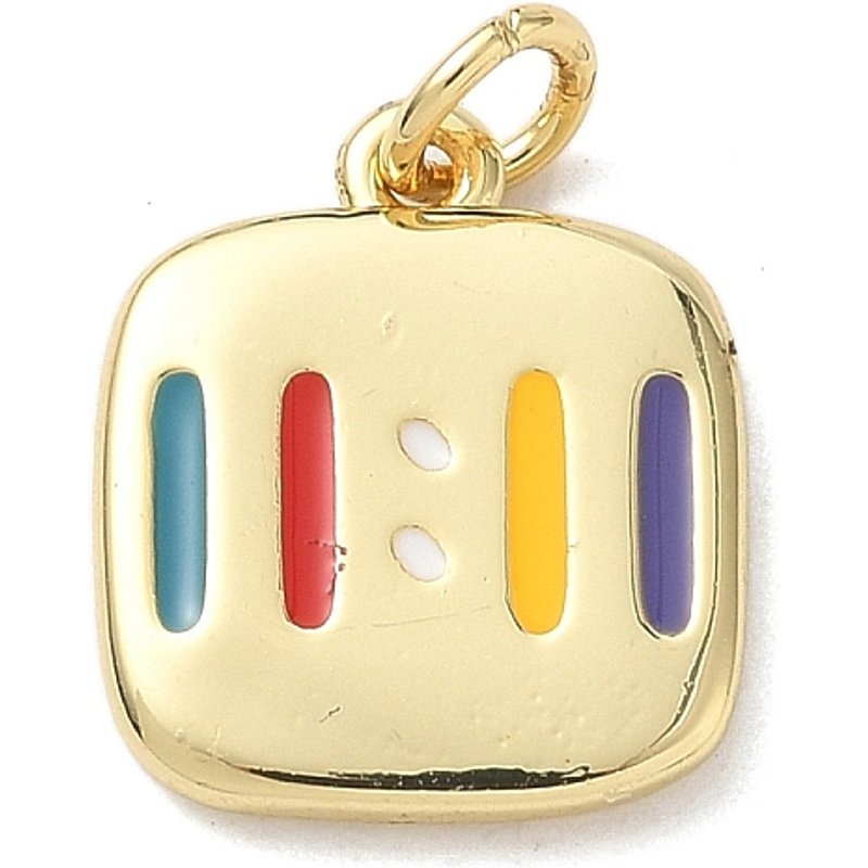 Charms carrés en émail de laiton 11:11 avec anneaux de saut, plaqué or 18K — Breloques et pendentifs