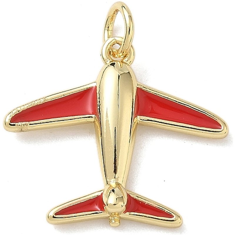 Charms en Émail en Laiton, Avion, Plaqué Or 18K, Sans Cadmium ni Plomb — Breloques et pendentifs