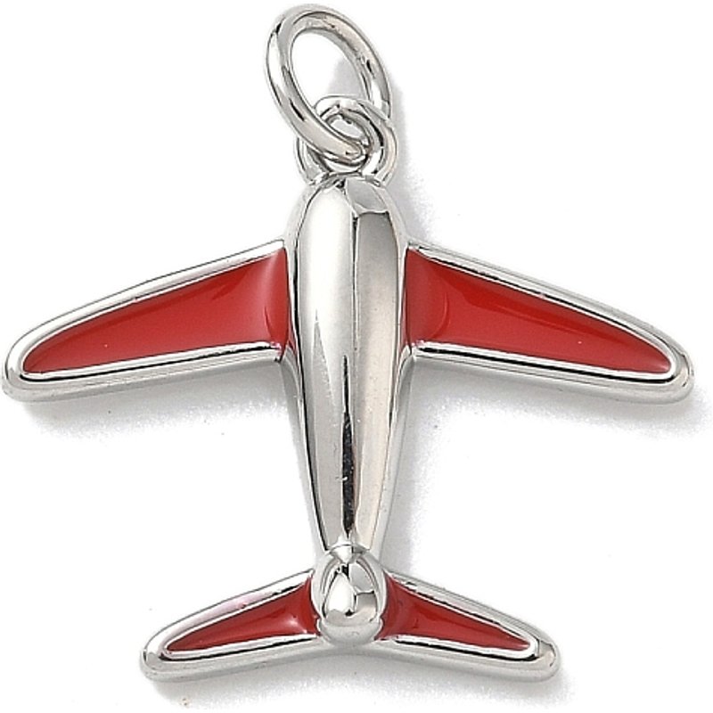 Brass Enamel Airplane Charms, Cadmium Free, Lead Free, Red — Charms & Pendants