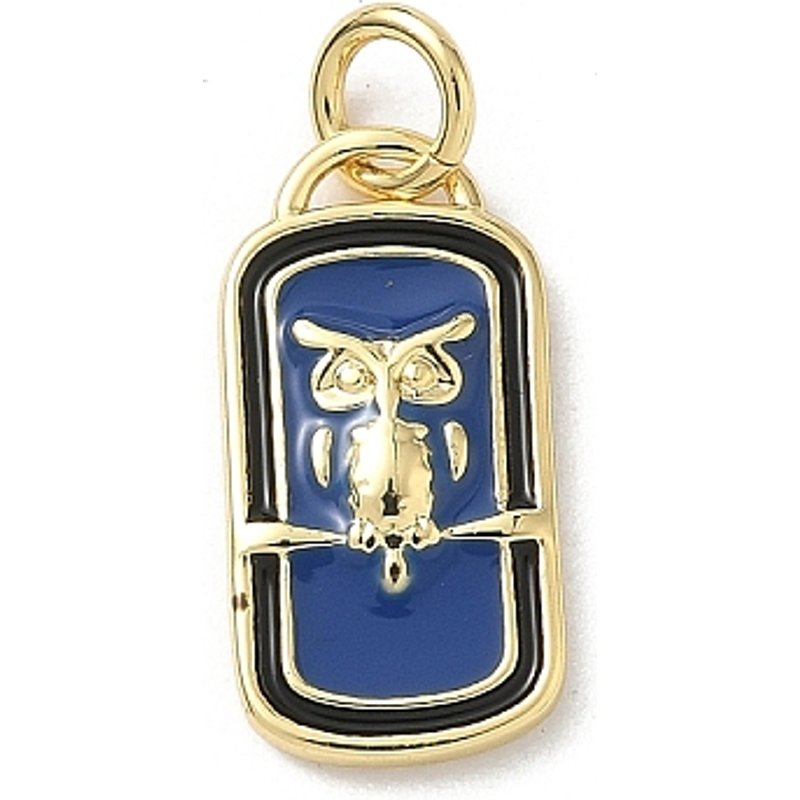 Brass Enamel Owl Charms with 18K Gold Plating and Jump Ring — Charms & Pendants
