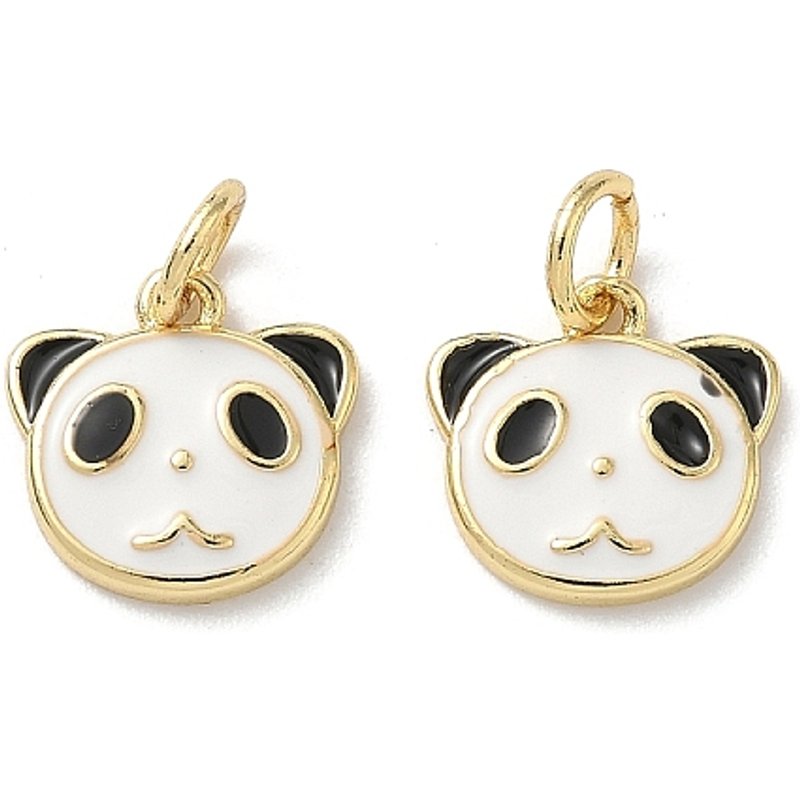 Brass Enamel Panda Charms with 18K Gold Plating and Jump Ring — Charms & Pendants