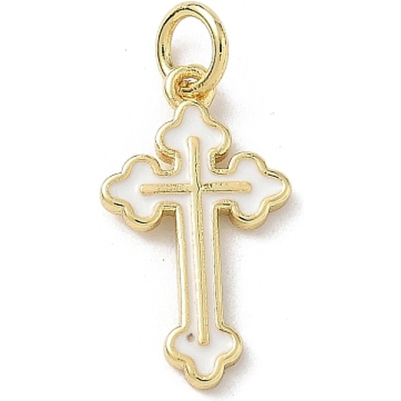 Brass Enamel Cross Charms, 18K Gold Plated with Jump Ring — Charms & Pendants