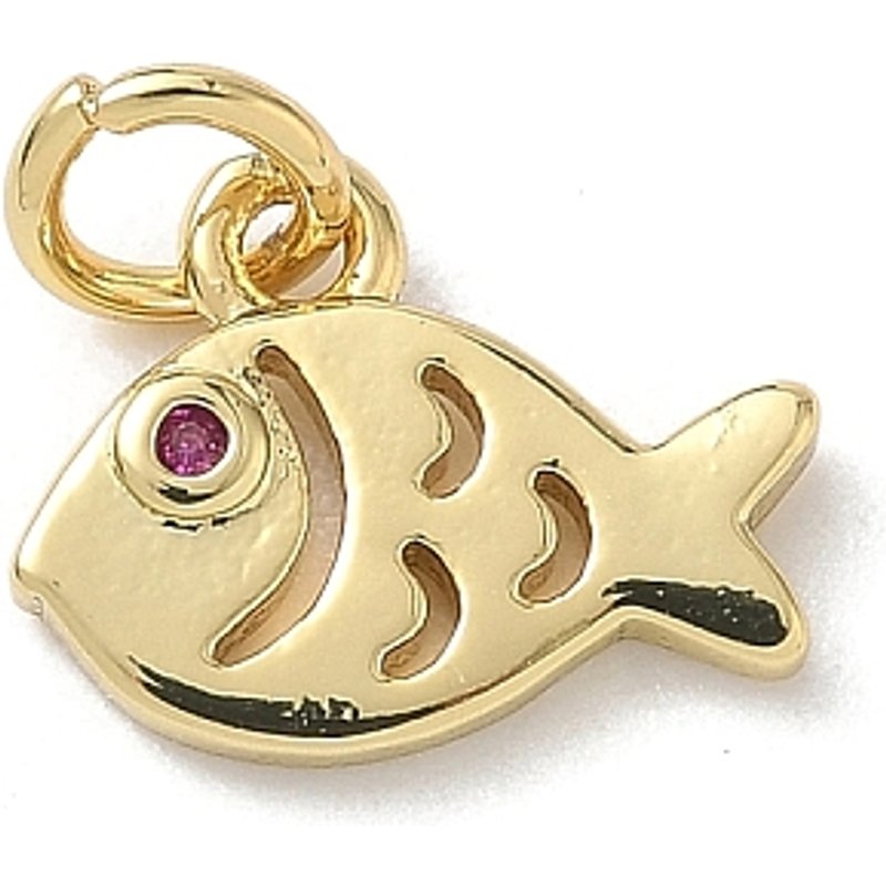 Charms en laiton Micro Pave en forme de poisson avec plaquage en or 18K — Breloques et pendentifs