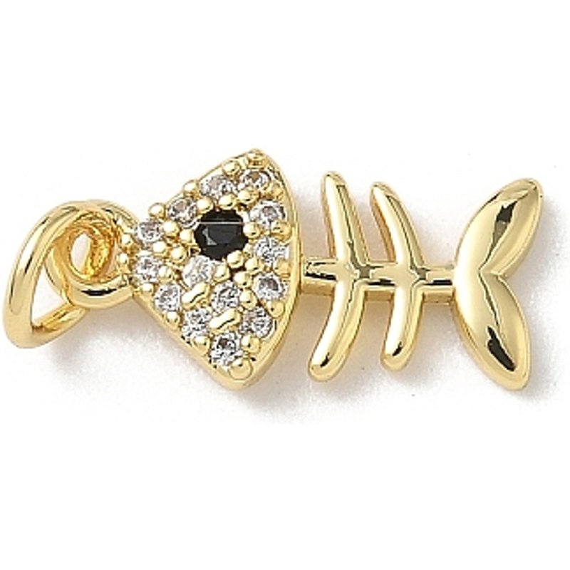 Brass Micro Pave Cubic Zirconia Fish Charms with Jump Ring — Charms & Pendants