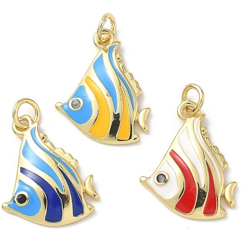 Pendentifs en Émail de Laiton Animaux Marins avec Plaquage en Or 18K — Breloques et pendentifs