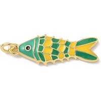 Sea Animals Brass Enamel Pendants with 18K Gold Plating