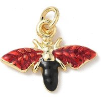 Insect Themes Brass Enamel Pendants with 18K Gold Plating