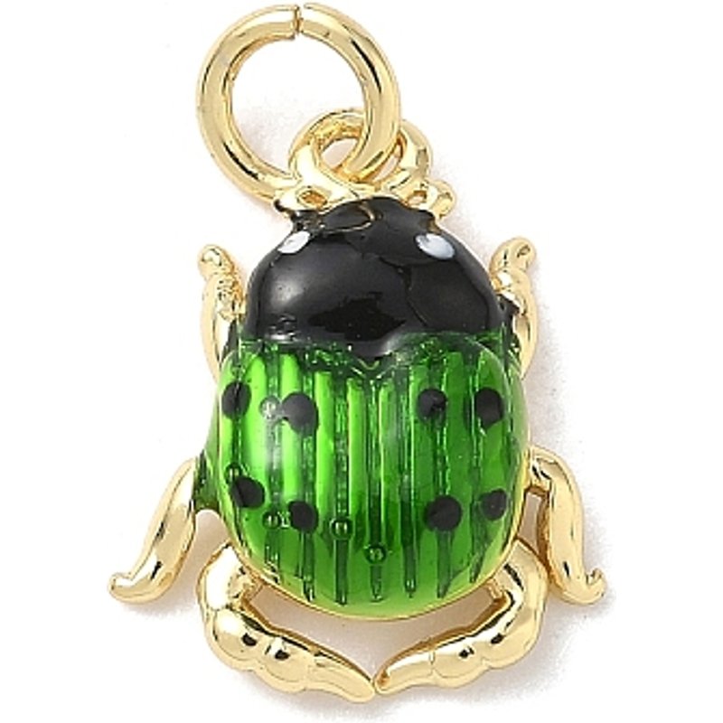 Insect Themes Ladybug Brass Enamel Charm with 18K Gold Plating — Charms & Pendants