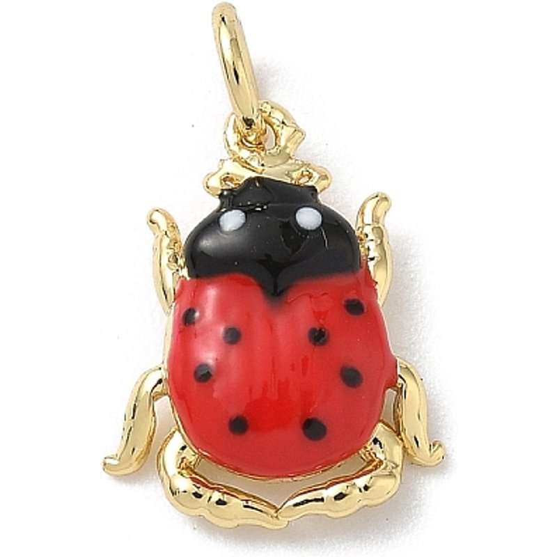 Insect Themes Ladybug Brass Enamel Pendant, 18K Gold Plated — Charms & Pendants