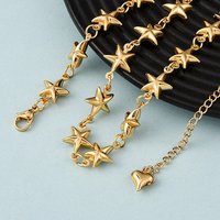 Collier Chaîne en Acier Inoxydable 304 avec Liens en Étoile pour Femmes, Doré — Collier pendentif