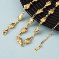 Collier Chaîne en Acier Inoxydable 304 avec Maillons en Feuille pour Femmes, Doré — Collier pendentif