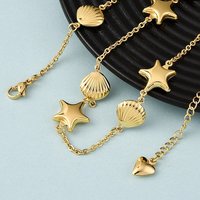 Collier en Acier Inoxydable 304 avec Liens en Forme d'Étoile et de Coquillage — Collier pendentif