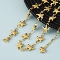 Collier Chaîne Animaux Marins Beach pour Femmes, Doré, Étoile de Mer — Collier pendentif