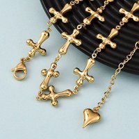 304 Stainless Steel Golden Cross Link Chain Necklace for Women — Pendant Necklace
