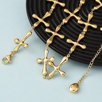 304 Stainless Steel Cross Link Chain Necklace for Women, Golden — Pendant Necklace
