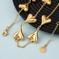 Collier en chaîne à maillons en forme de cœur en acier inoxydable 304 pour femmes, doré — Collier pendentif