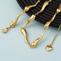 304 Stainless Steel Link Chain Necklace for Women, Golden Italian Horn — Pendant Necklace