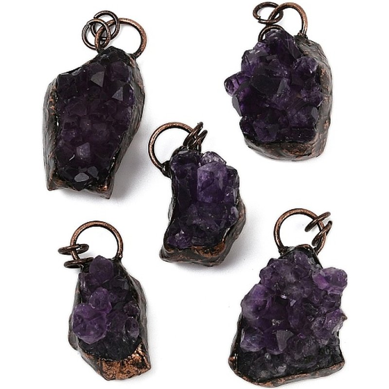 Pendants en Améthyste Naturelle Brute avec Réglages en Laiton