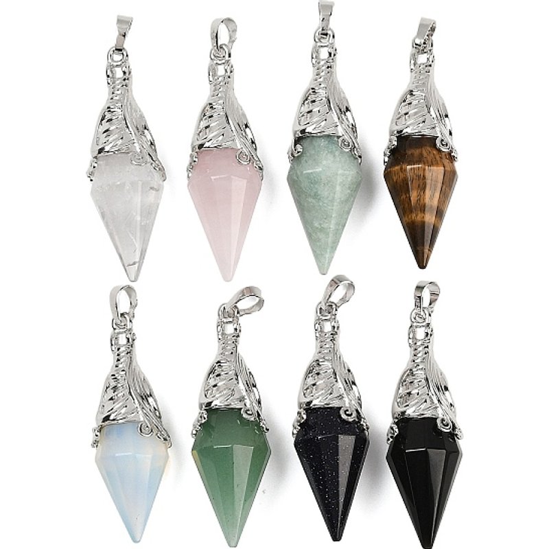 Pendants Biconiques Gros en Gemmes Naturelles et Synthétiques — Breloques et pendentifs