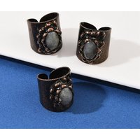 Bagues de poignet en laiton et labradorite naturelle ajustables — Bijoux fantaisie
