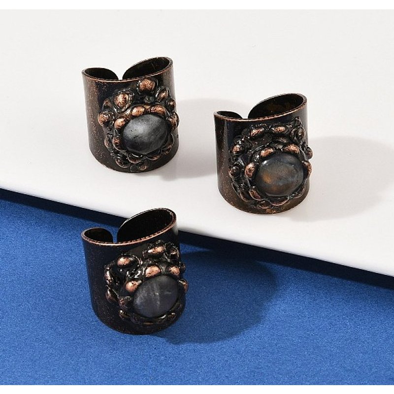 Bagues de poignet en laiton et labradorite naturelle ajustables — Bijoux fantaisie