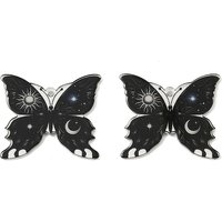 Acrylic Pendant, Moth with Moon & Sun, Black, 34x39.5mm — Charms & Pendants
