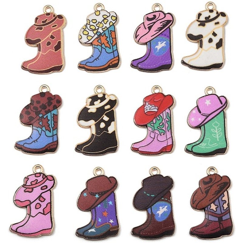 Charms de bottes de cowboy en alliage émaillé Bohemian - Couleurs mixtes — Breloques et pendentifs