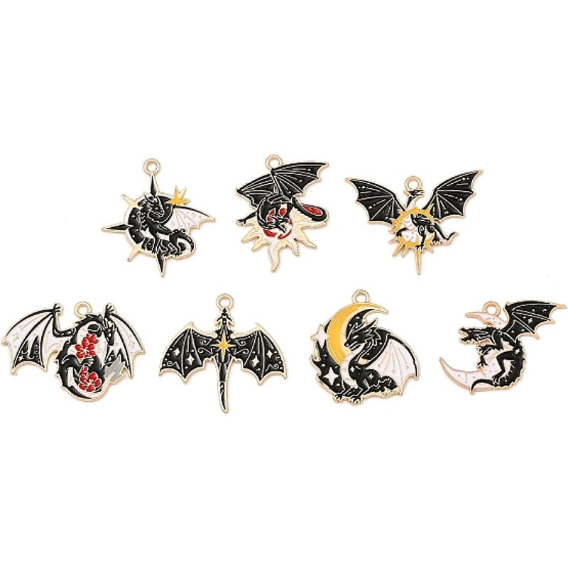 Pendentif en Émail Alliage, Dragon, Doré, 21-30mm