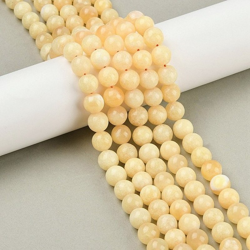 Brins de perles de calcite jaune naturelle, rondes, 10mm, 40pcs — Perles à bijoux