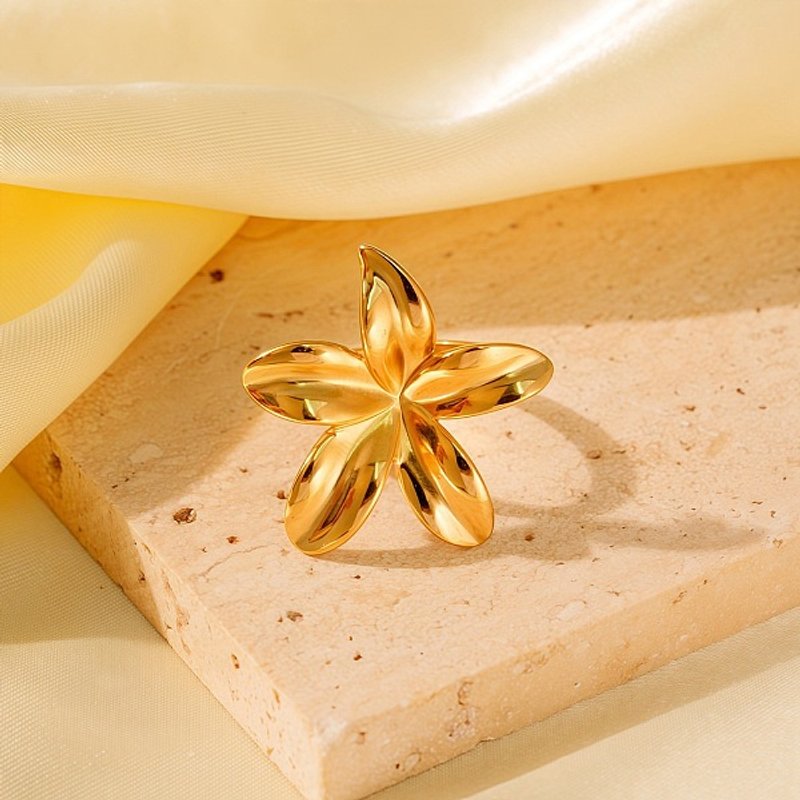 Bague à Manchette Ajustable en Acier Inoxydable pour Femmes - Design Fleur — Bijoux fantaisie