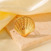 Adjustable Golden Shell Shaped Cuff Ring for Women — Costume Jewelry