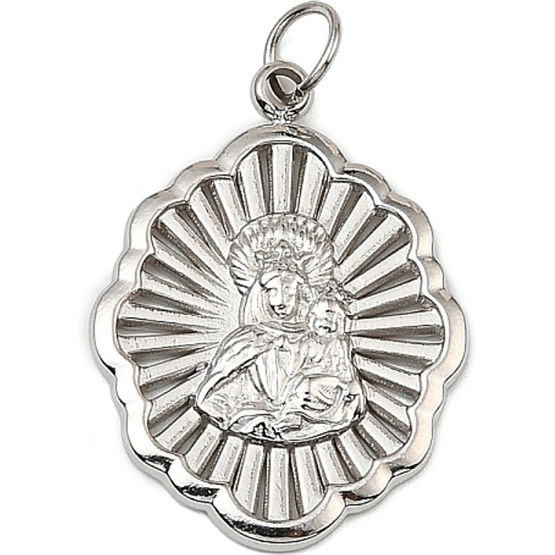 Pendentif Ovale Thème Vierge Marie en Acier Inoxydable — Breloques et pendentifs