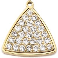 304 Stainless Steel Micro Pave Cubic Zirconia Triangle Charms