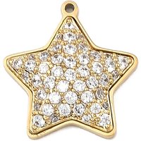 304 Stainless Steel Micro Pave Cubic Zirconia Star Charm