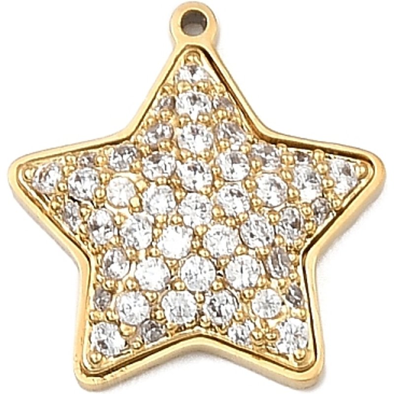 Charm en acier inoxydable 304 avec zircon cubique micro pavé en forme d'étoile — Breloques et pendentifs