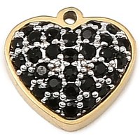 304 Stainless Steel Micro Pave Cubic Zirconia Heart Charm