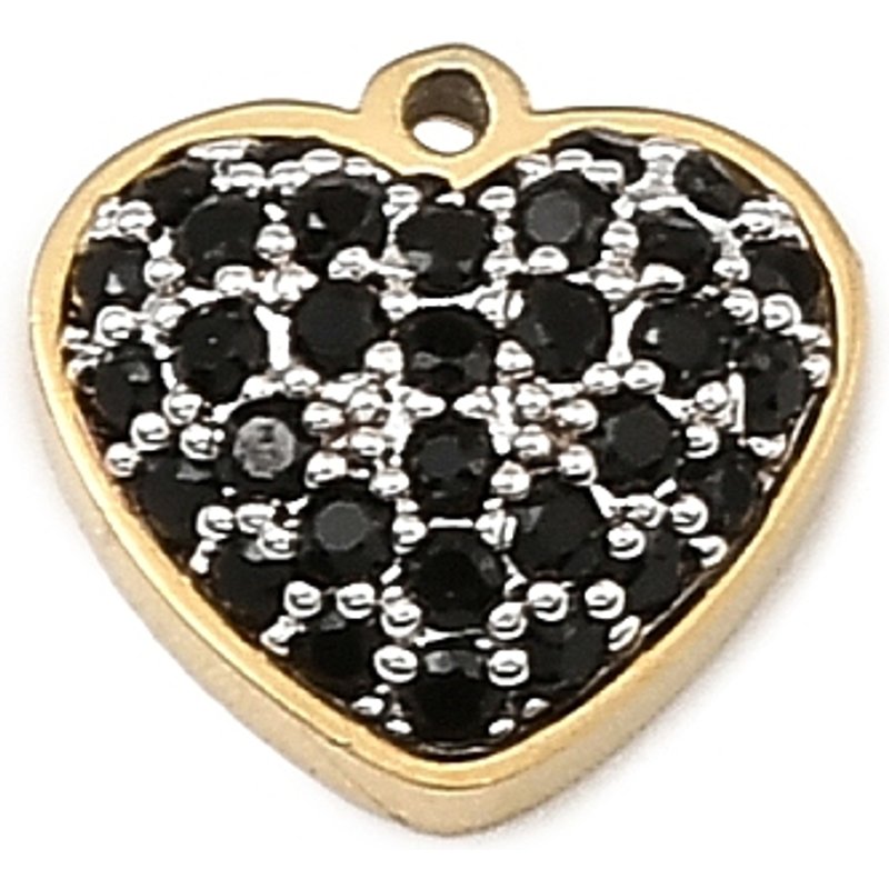 304 Stainless Steel Micro Pave Cubic Zirconia Heart Charm — Charms & Pendants