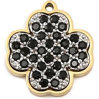304 Stainless Steel Clover Charms with Micro Pave Cubic Zirconia
