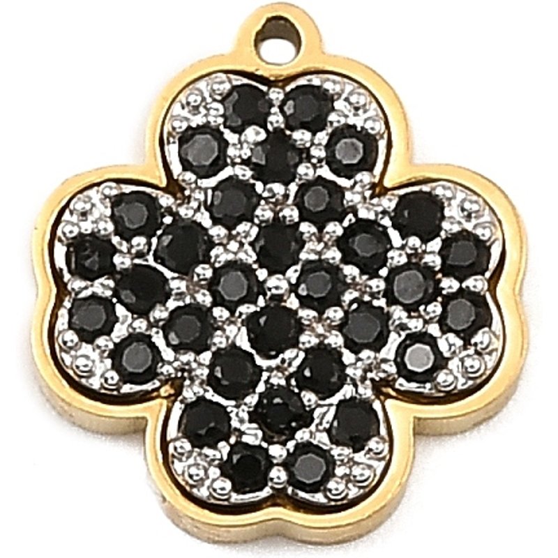 Charms en acier inoxydable 304 avec zircon cubique micro pave en forme de trèfle — Breloques et pendentifs