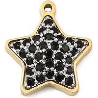 304 Stainless Steel Micro Pave Cubic Zirconia Star Charm