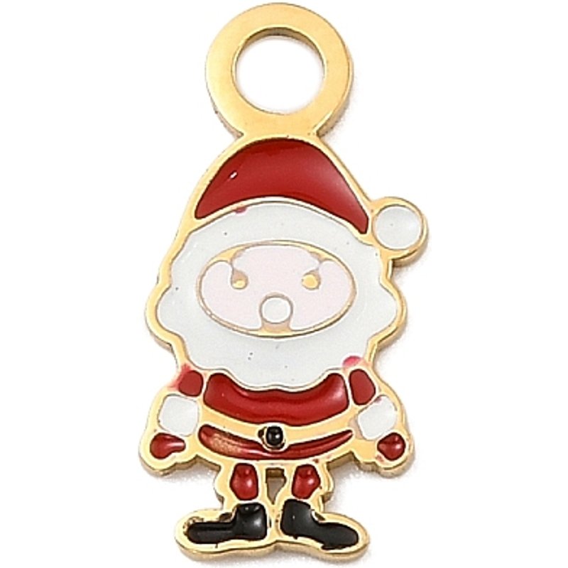 Pendentif Émaillé de Noël - Père Noël en Acier Inoxydable 304 — Breloques et pendentifs