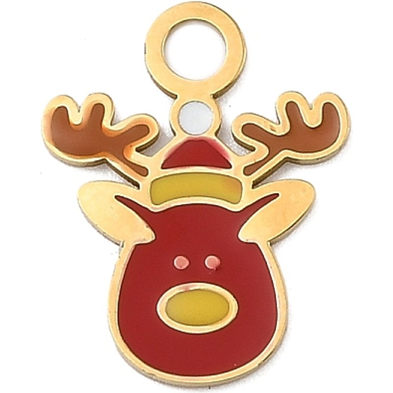 Pendentif en Émail d'Élan en Acier Inoxydable 304 pour Noël — Breloques et pendentifs