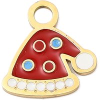 Christmas Stainless Steel Enamel Charm - Christmas Hat