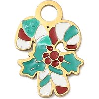 Christmas Candy Cane Enamel Charm in 304 Stainless Steel