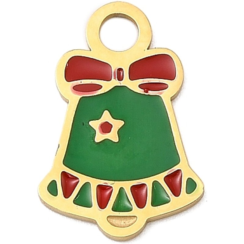 Charm en Acier Inoxydable Émaillé de Noël - Cloche de Noël — Breloques et pendentifs