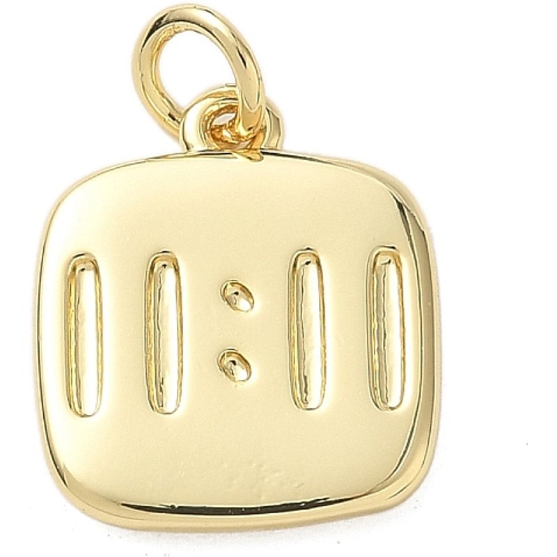 Brass Square Pendant with 11:11 Charm, 18K Gold Plated — Charms & Pendants