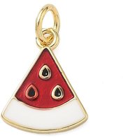Charms en Émail en Laiton, Charms Pastèque, Plaqué Or 18K