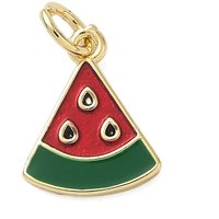 Charms en Émail en Laiton, Charms Pastèque, Plaqué Or 18K