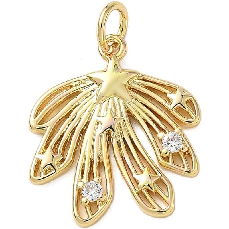 Brass Micro Pave Clear Cubic Zirconia Meteor Charms, 18K Gold Plated — Charms & Pendants